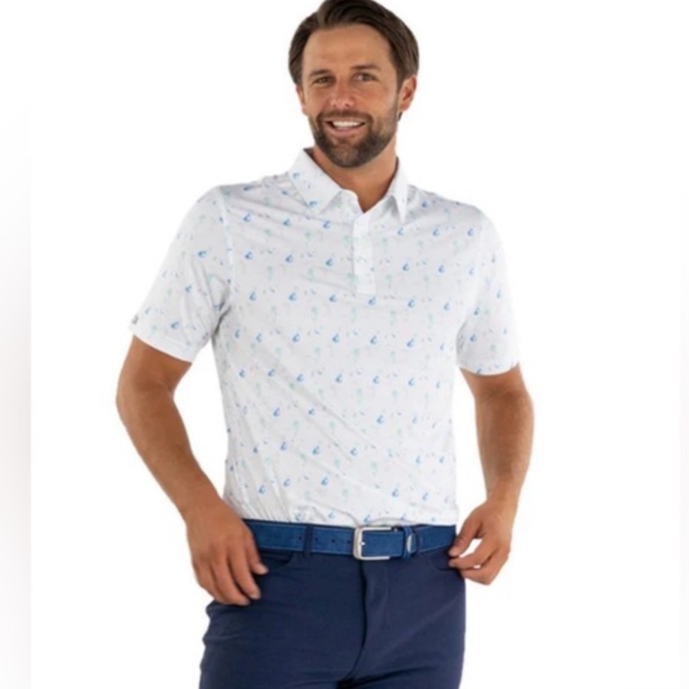Straight Down Performance Golf Polo Mermaid Print